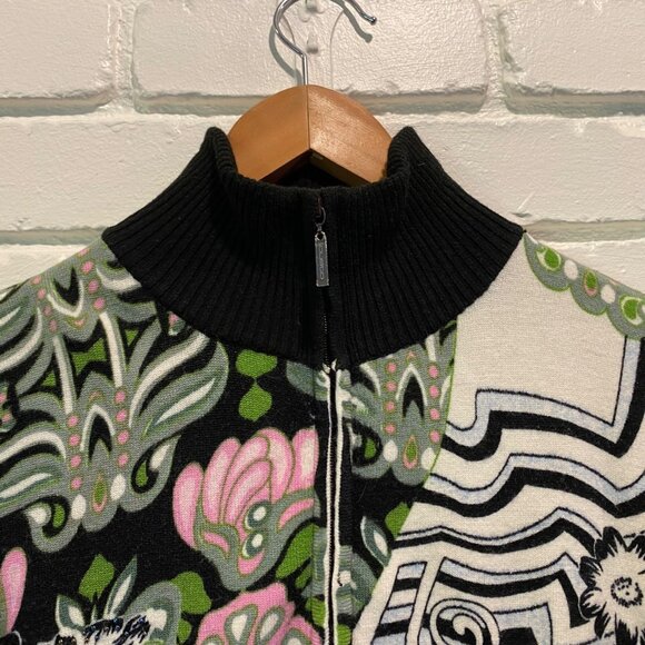 Custo Barcelona Jacket Sweater Multicolor Sz S Full Zip Art Beaded Floral Unique - Picture 4 of 16